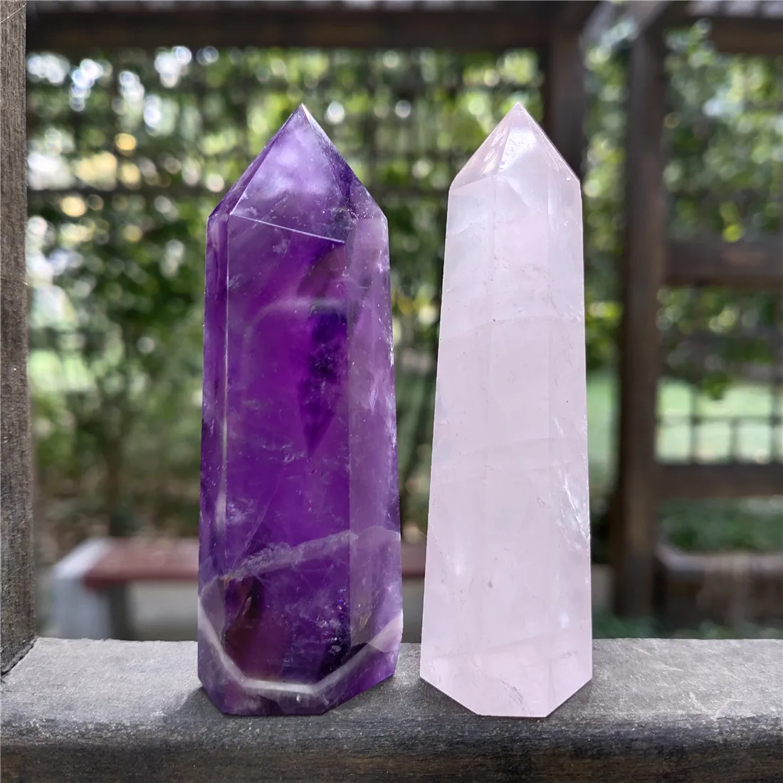 2 шт. шеврон амихтист розовый кварц башня кристалл камень остров Камни Кристаллы