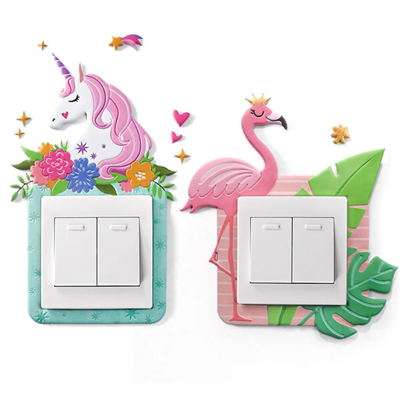 

Cute Cartoon Animal PU Switch Sticker Home Decal Luminous Glow Wall Sticker Removable Kids Rooms Decor