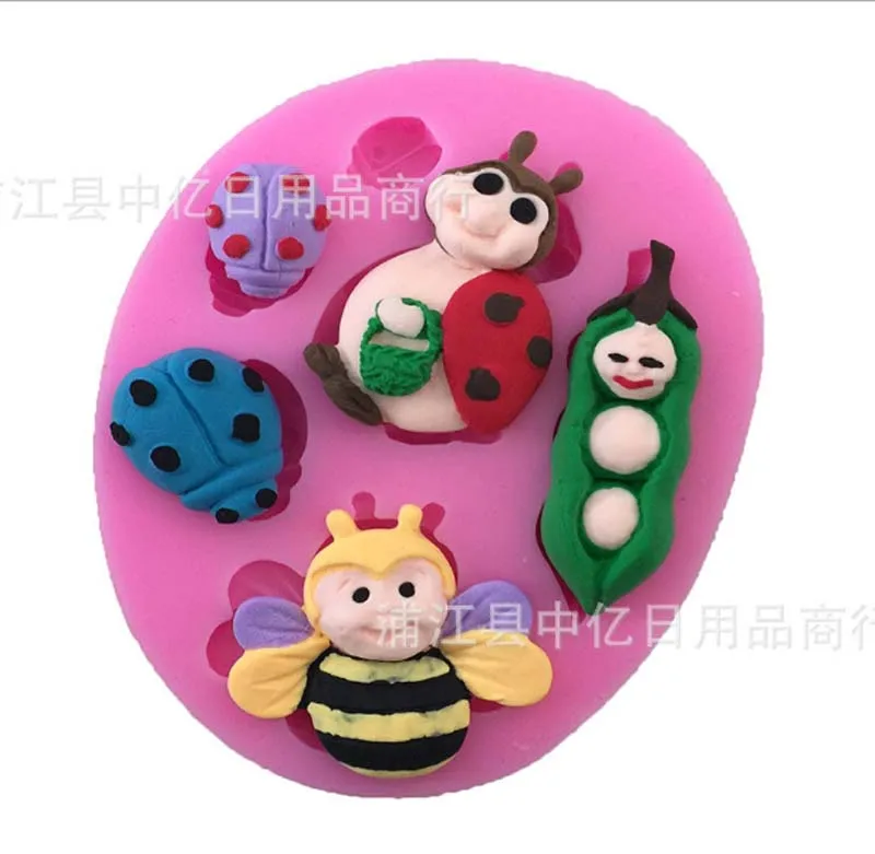 

Seven Star Ladybug Bee Shaped Liquid Silicone Mold Fondant Cake Baking Mold E120