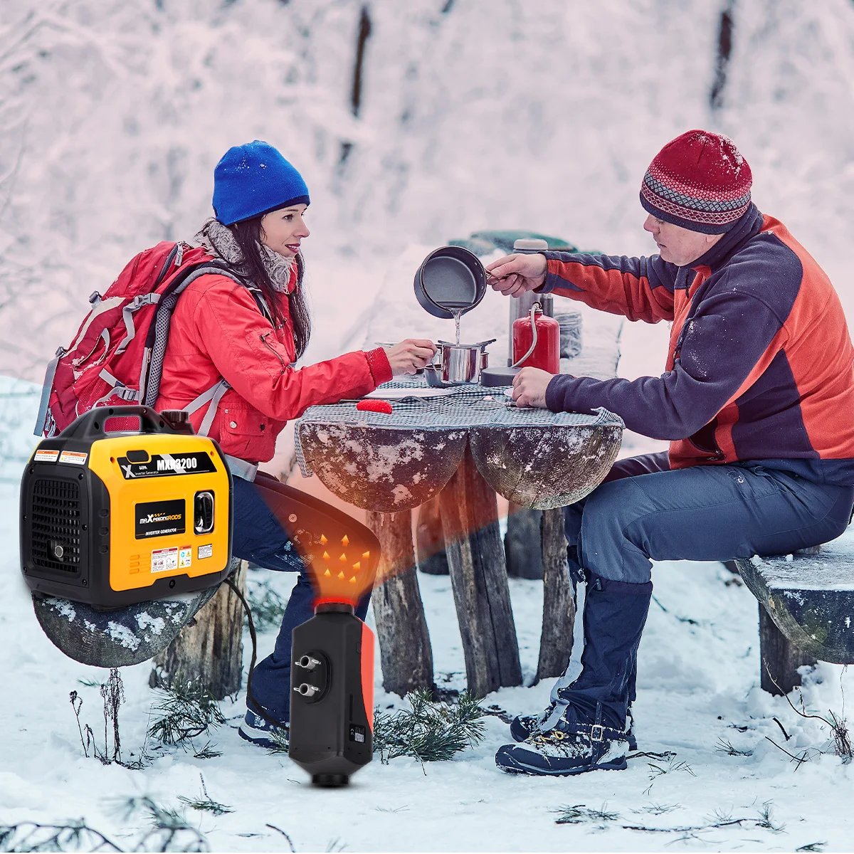 

3.1KW Portable Quiet Inverter Generator + 5KW Air Heater Silencer for motorhome