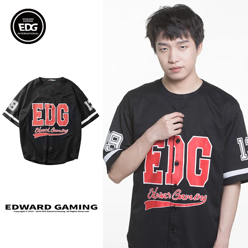 

EDG оригинальная бейсбольная Униформа LOL S11 игровая футболка с коротким рукавом Эдвард свободная повседневная верхняя одежда модная спортив...