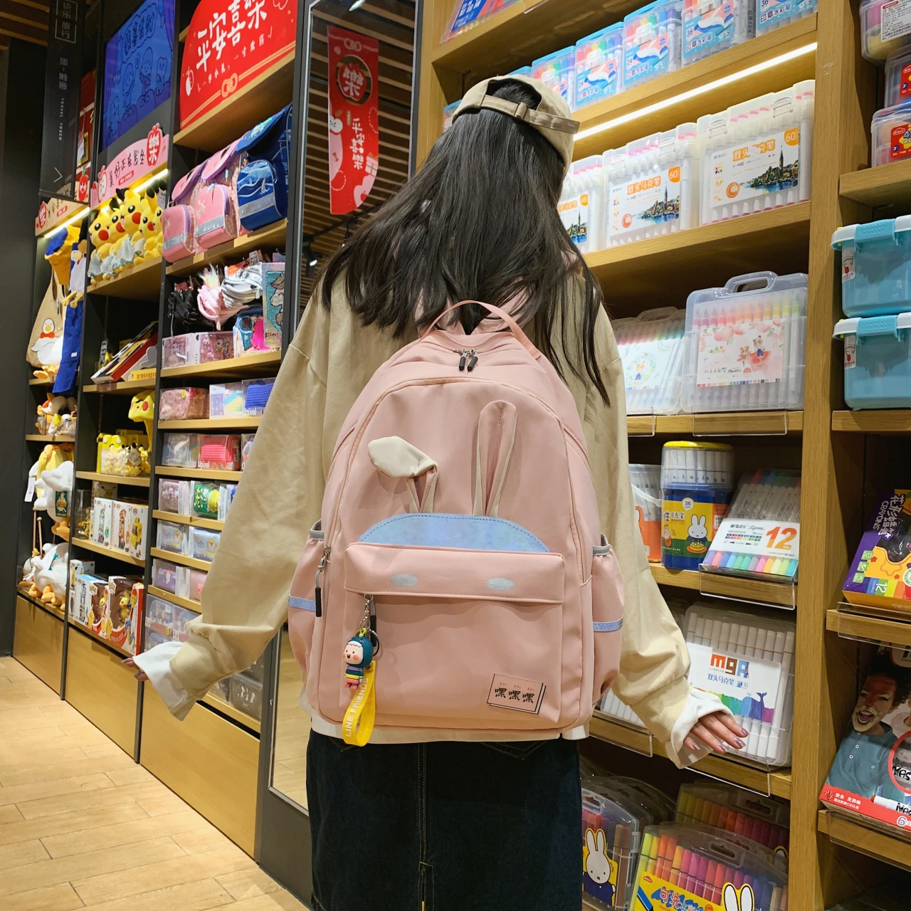 

Backpack Store Japanese College Style Sweet Lady Schoolbag Large Capacity 2021 New Korean Student Cartoon Trend Backpack Pink