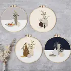 Цветочный Набор для вышивки сделай сам для начинающих с пластиковыми ободками и рисунком, Набор для вышивания крестиком, художественная живопись, Декор