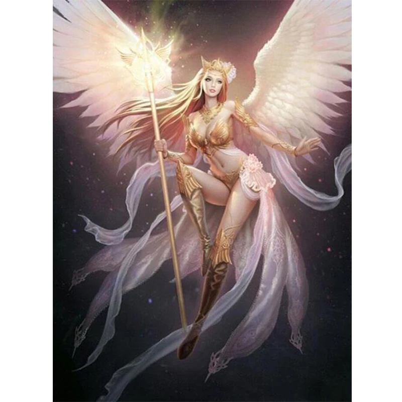 Алмазная живопись Стикеры с эльфами мультфильм девушка пейзаж Полный Круглый