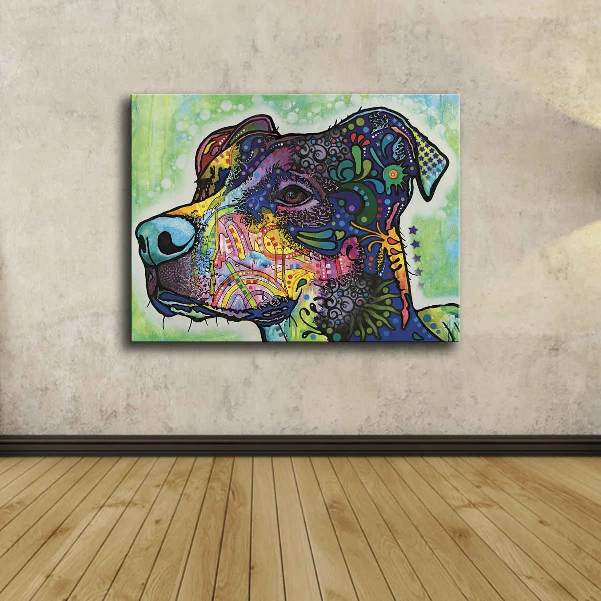 Красочные собаки головы Животные Безрамное DIY Краски ing по номерам Wall Art на холсте