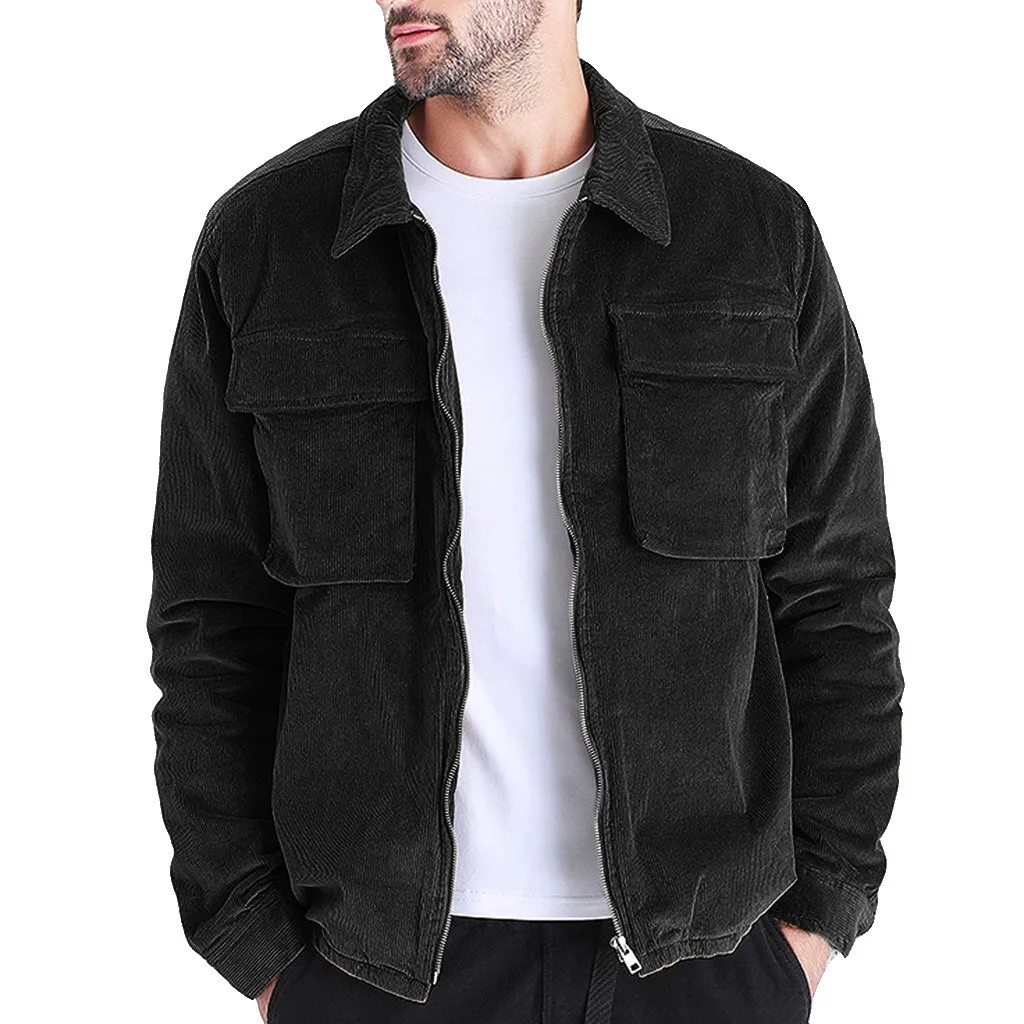 

Corduroy jacket men solid zipper autumn man jacket coat veste homme d91030