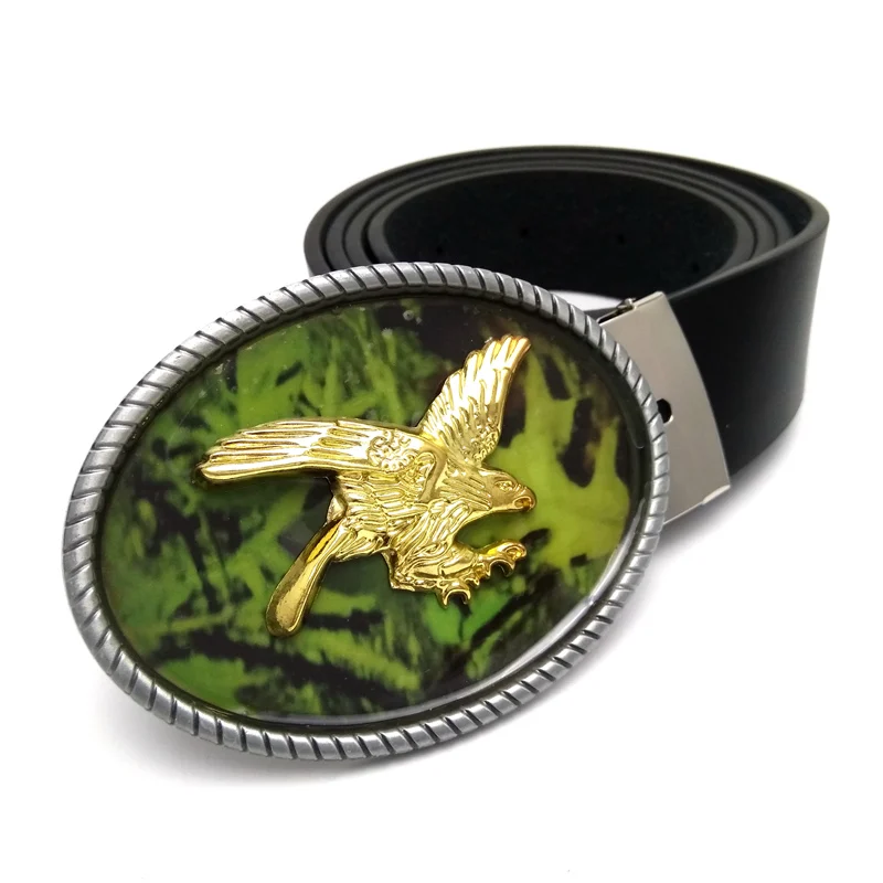 Модный ремень с Овальной металлической пряжкой в виде золотого орла ковбоя
