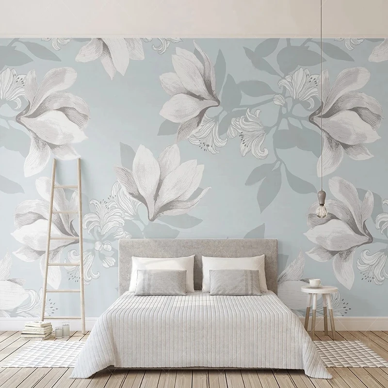 

Custom Any Size Mural Modern 3D Magnolia Flower Living Room TV Sofa Bedroom Background Wall Decor Papel De Parede 3D Wallpapers