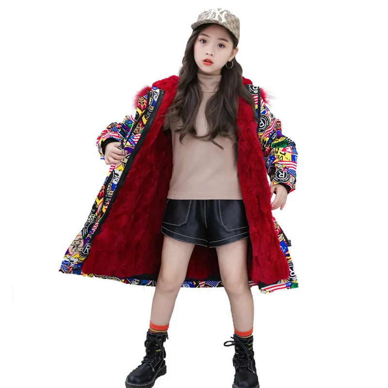 Детская зимняя куртка парки для подростков теплая детская с натуральным мехом