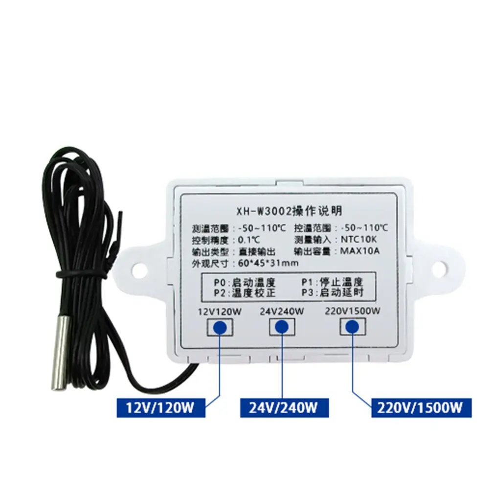 

XH-W3002 W3002 AC 110V-220V DC24V DC12V Led Digital Thermoregulator Thermostat Temperature Controller Control Switch Meter