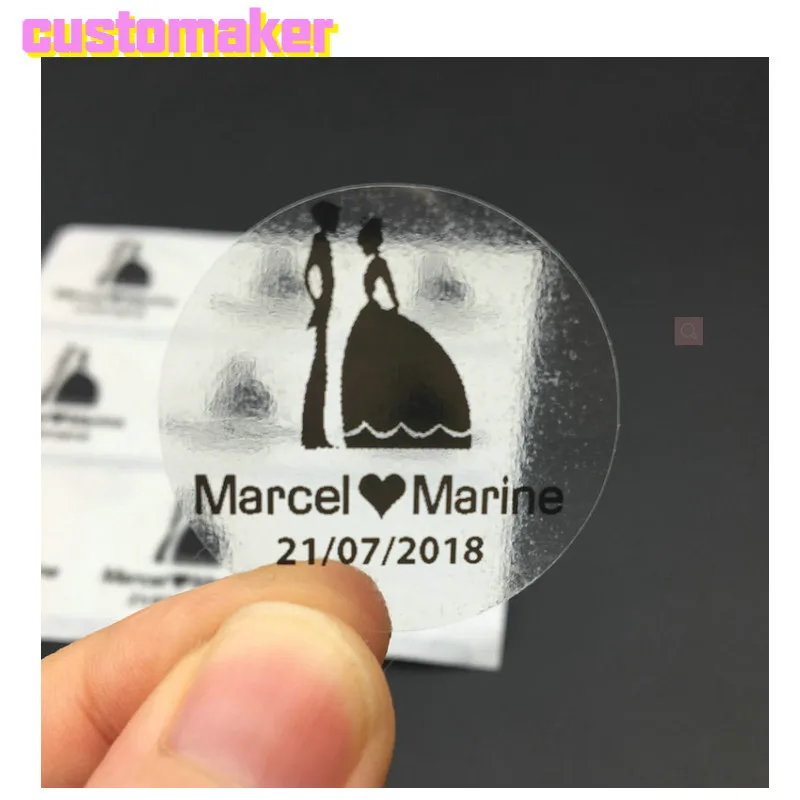 500 шт. Заказные свадебные подарочные бирки Золотая прозрачная Дамасская наклейка