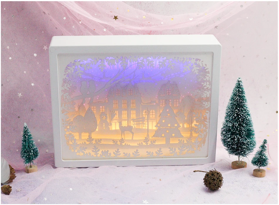 Lanpulux бумажный резной Ночной светильник DIY ручной работы 3D Бумажная скульптура лампа креативный Декор для спальни подарок на Рождество, Хэллоуин