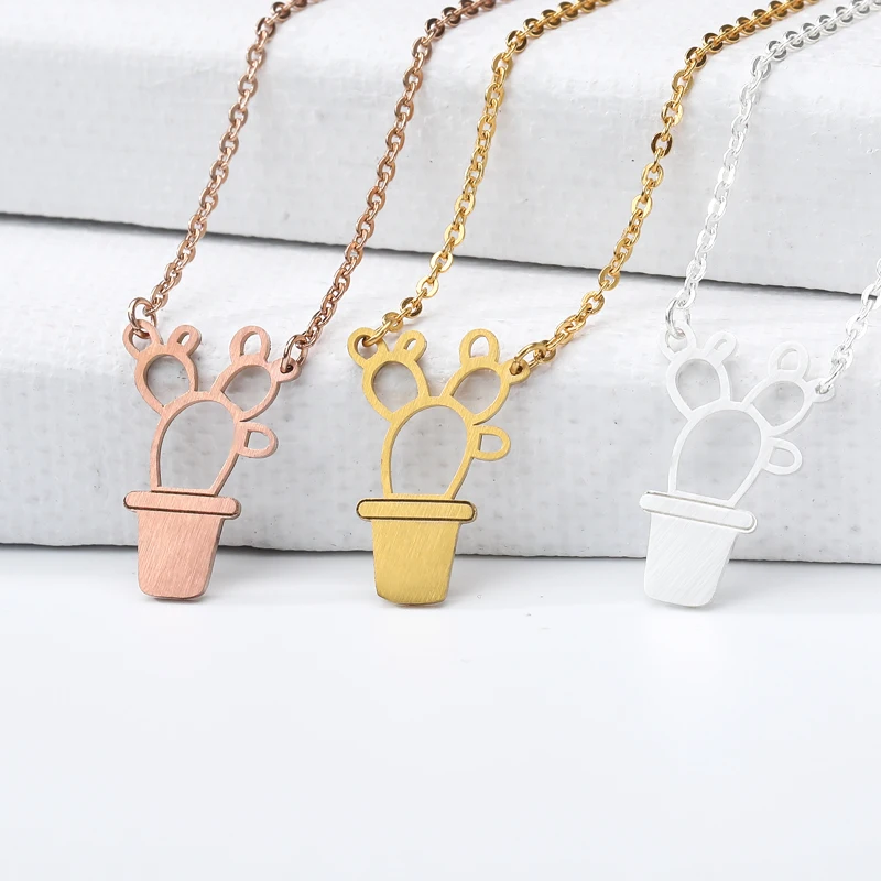 Минималистичное Ожерелье С КАКТУСОМ из нержавеющей стали бижутерия природных