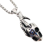 vintage silver stainless steel eagle claw skull pendant necklace mens cool gothetic animal claw skull necklace jewelry