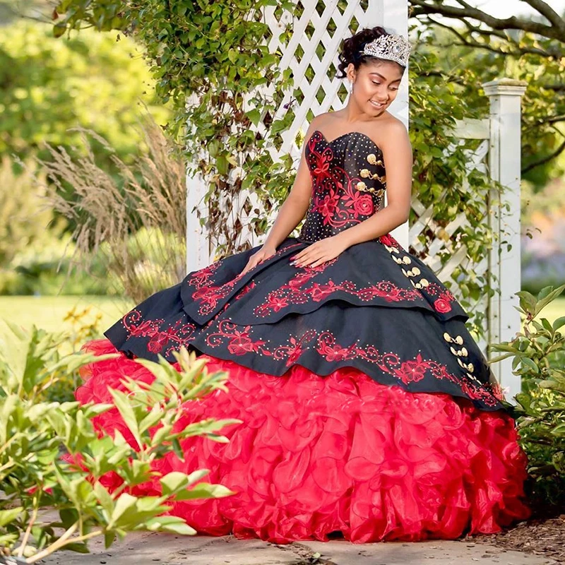 

Grogerous Quinceanera Dresses Embroidery Ball Gown vestidos de 15 anos Masquerade Pageant Prom Wear Custom Size