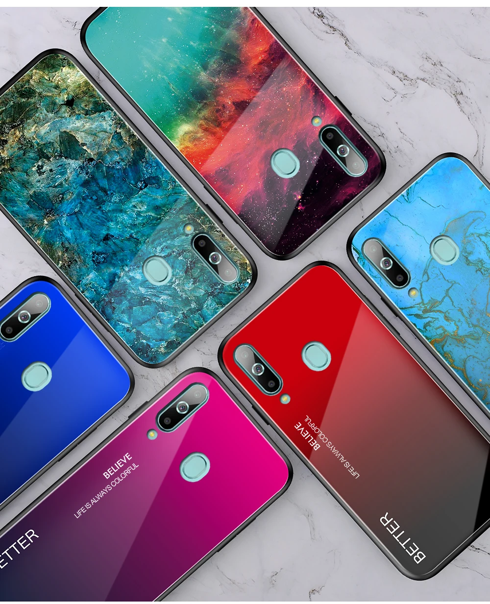 

Phone Back Cover For Samsung A50S A507 A50 A505 Case A70 A705 A40 A405 Gradient Tempered Glass Case Galaxy A60 SM-A606F Cases