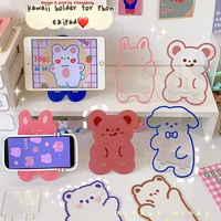 MINKYS Kawaii Bear Portable Acrylic Holder For iPad Mobile Phone Holder Cute Phone Stand Holder Holder Office Stationery