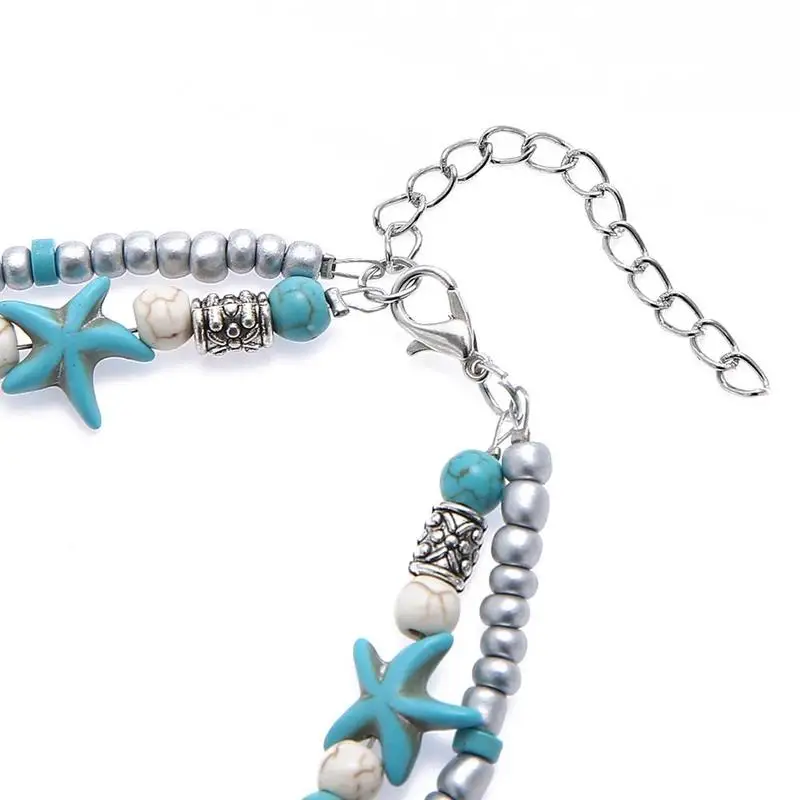 Двухслойный европейский и американский ножной браслет ретро Морская звезда