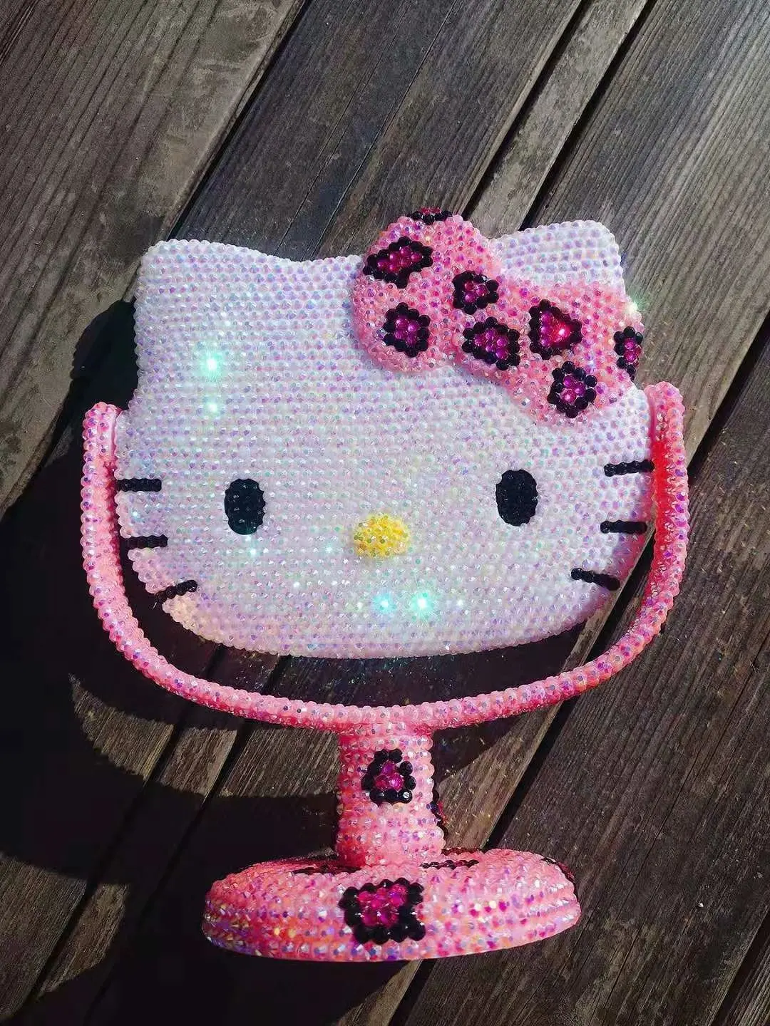 Розовое леопардовое зеркало ручной работы KT Стразы Helloo Kitty декоративные зеркала