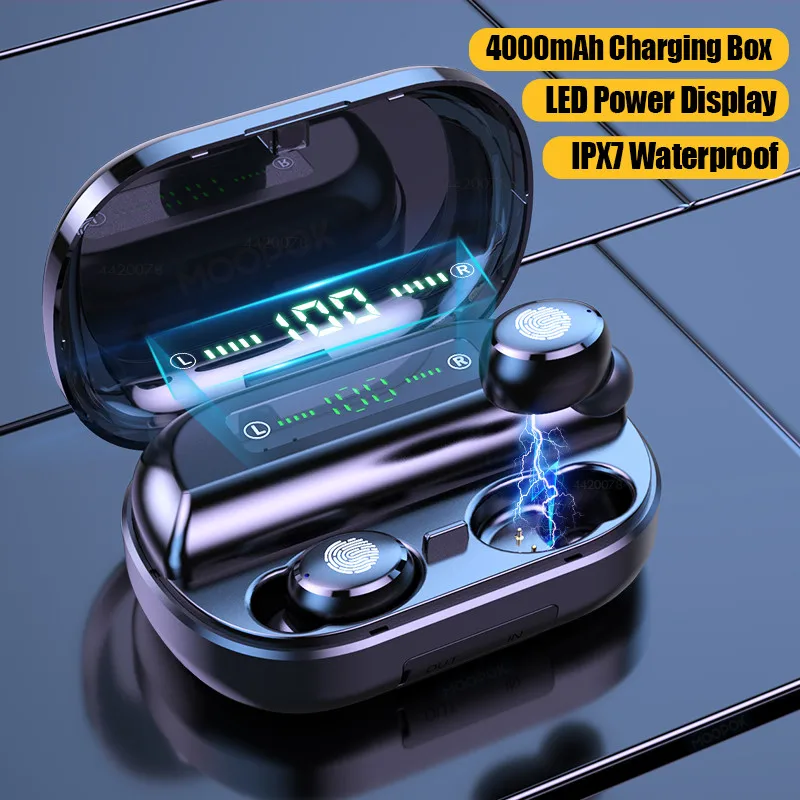 Беспроводные стереонаушники 9D TWS Bluetooth 5 0 4000 мА · ч зарядное устройство спортивные