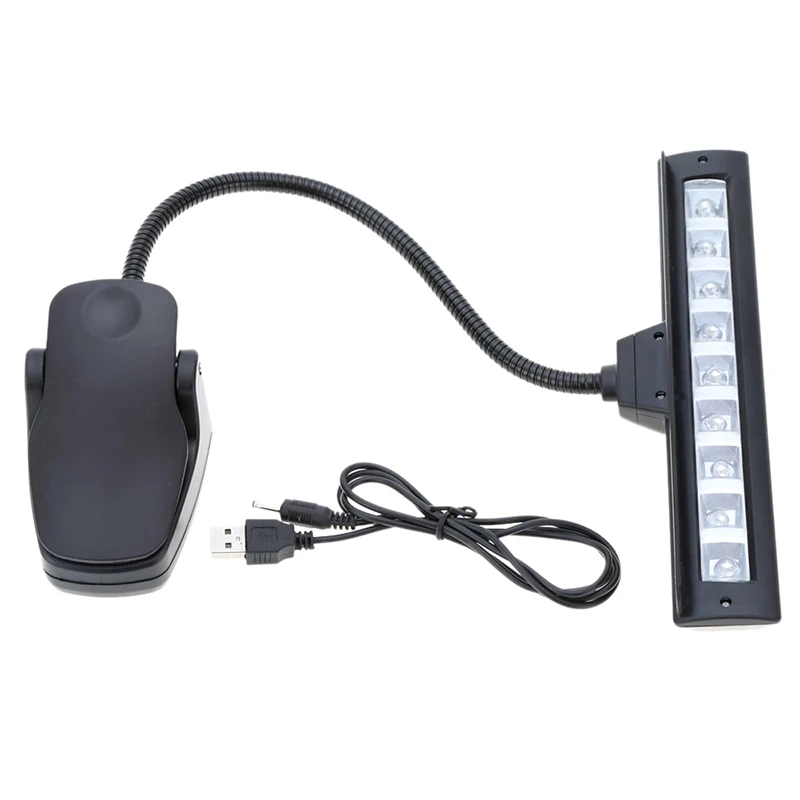 

9 LEDs LED Reading Lamp Reading Light Desk Clip Lamp for Piano music score stand Black