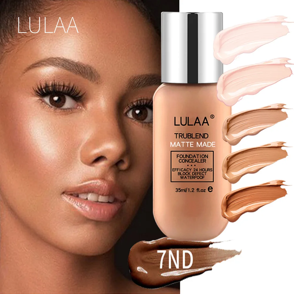 

LULAA 35ml Matte Concealer Foundation Liquid Cream Oil Control Brighten Waterproof Makeup for Face Base Contour Beauty Cosmetics