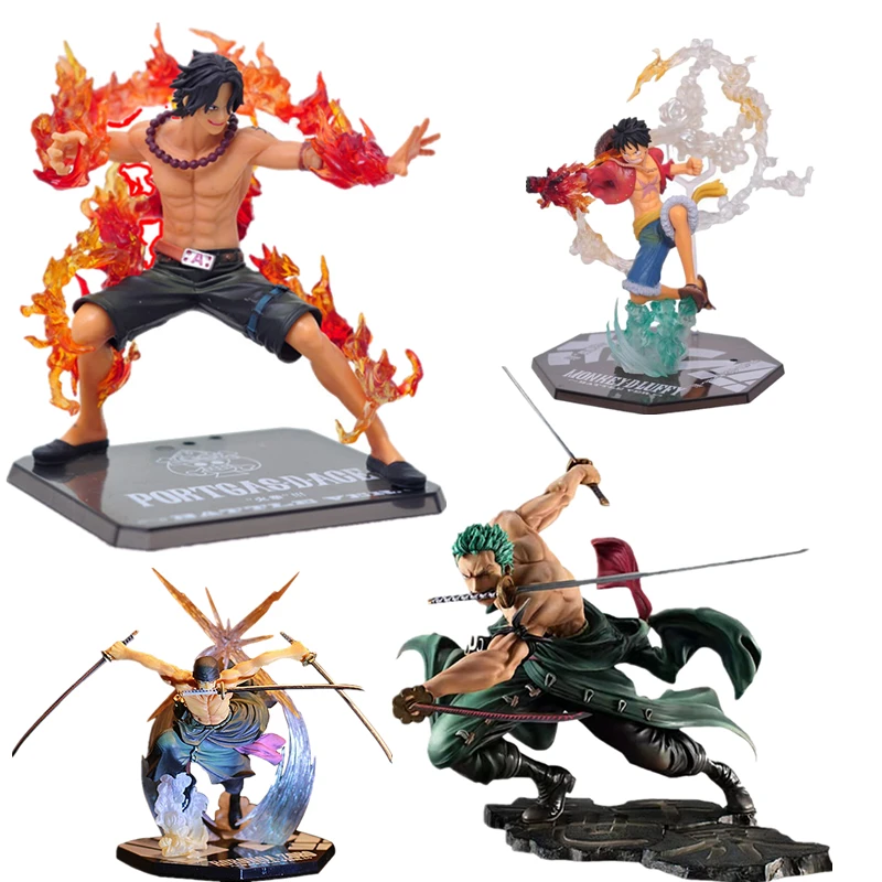

One Piece Anime Doll Fire Fist Luffy Three Thousand World Sauron Cool Special Effects PVC Movable Statue Collection Toy Gift