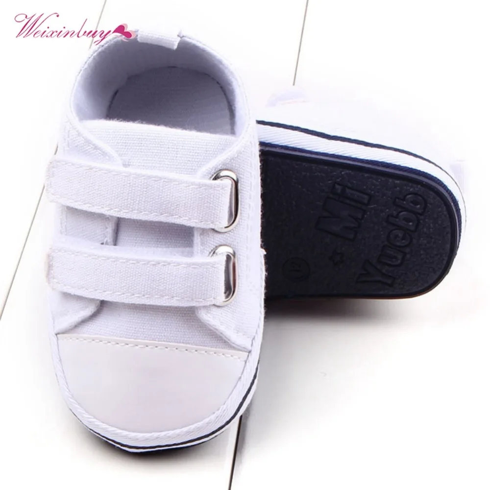 

WEIXINBUY Newborn Baby Canvas Shoes Boys Girls First Walkers Infant Toddler Soft Bottom Anti-slip Prewalker Sneakers 0-12M