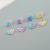 1pair 1518 mm very cute glitter gradient resin heart stud earrings for kids girls teens jewelry
