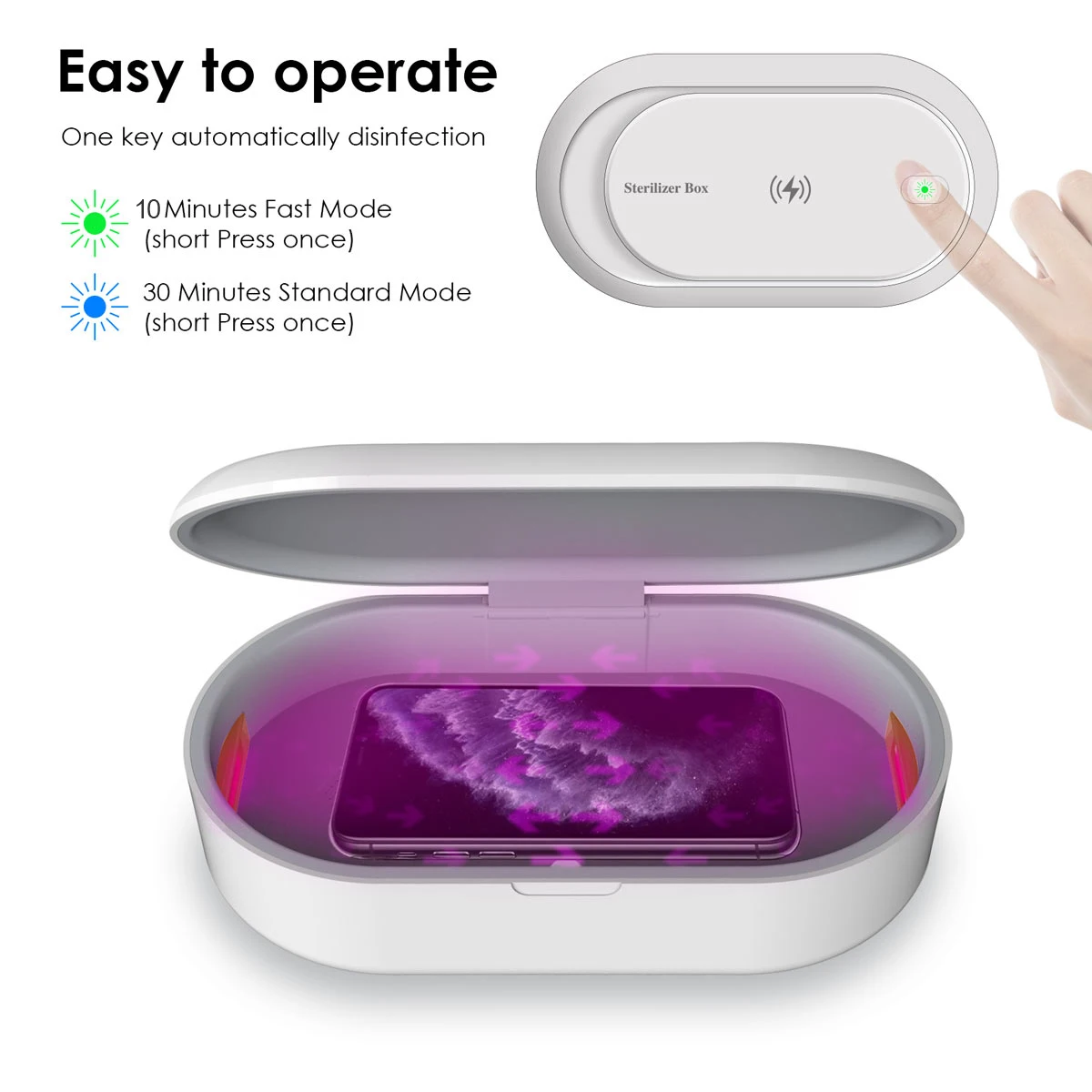 10 Вт Беспроводное зарядное устройство UV Box дезинфицирующая коробка для маски