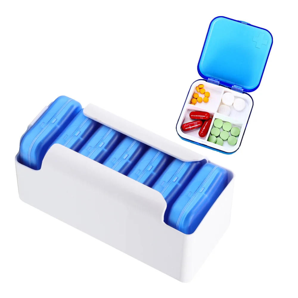 

1 Set 28 Grids Portable Storage Box Drawer Style 7 Layers Pill Organizer Container (Green)