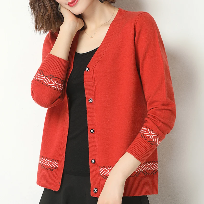 Кардиган женский трикотажный Радужный с V-образным вырезом на пуговицах 2020 |