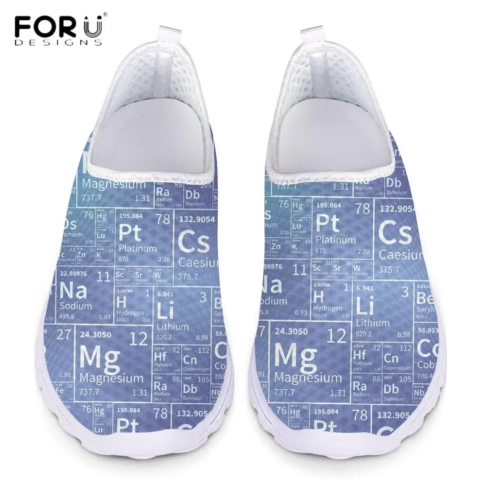 

Женские кроссовки без шнуровки FORUDESIGNS, летняя повседневная пляжная обувь на плоской подошве с принтом элементов, 2020