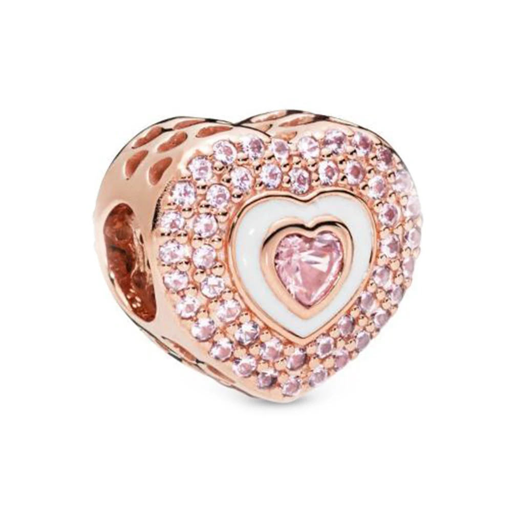 

Rose Hearts On Hearts Charm 100% 925 Sterling Silver Rose Hearts On Hearts Charms Fit Original Bracelet Diy Jewelry