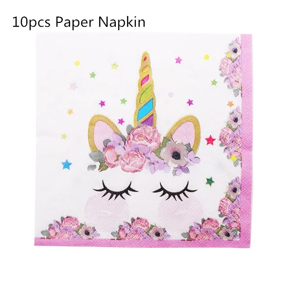 Paper Napkin Вечерние ободки с единорогом для девочек, ободок для волос с русалочкой, лента с единорогом, бант для волос, аксессуары для дня рождения, Детские вечерние украшения - Цвет: Paper Napkin