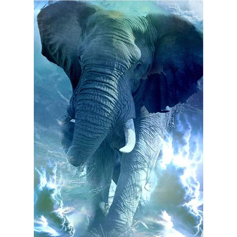 

DIY Diamond Painting Elephant Diamond Embroidery Animal Cross Stitch Mosaic Full Round Drill Rhinestones Art Gift Home Decor