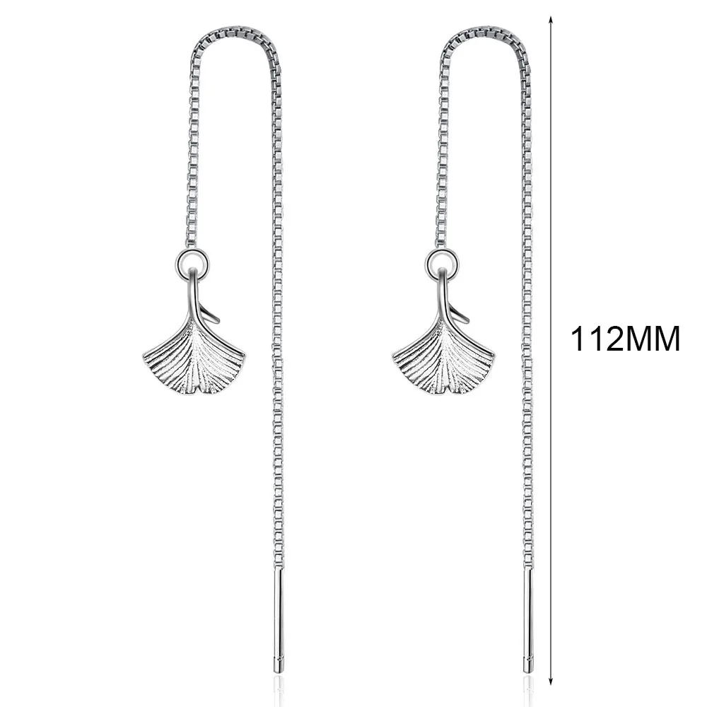 MEETSOFT 925 Sterling Silver Prevent Allergy Drop Earrings for Women Trendy Design Small Ginkgo Biloba Jewelry Gift | Украшения и