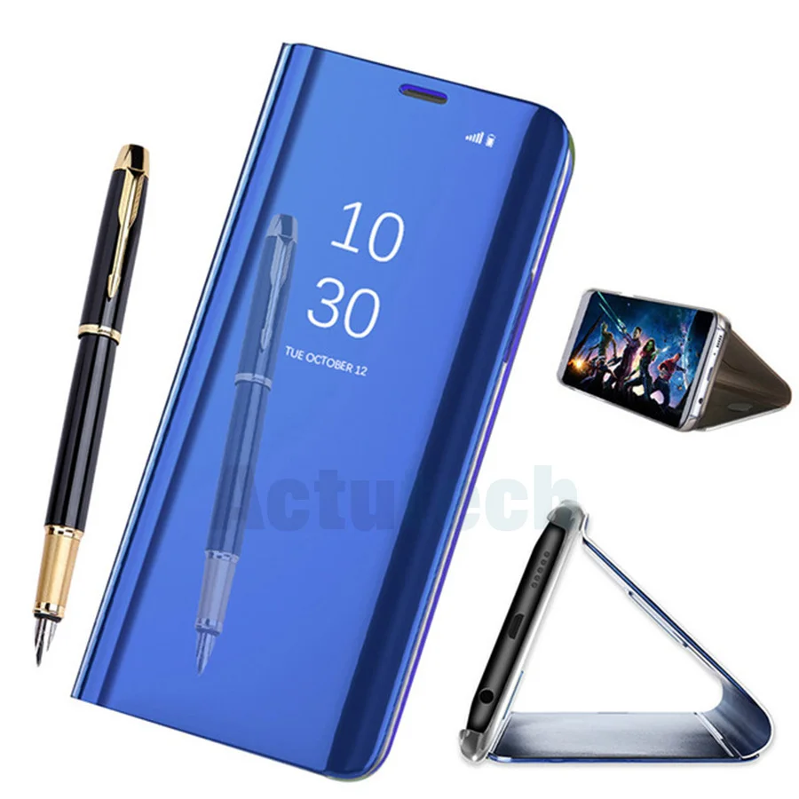 

Flip Stand Leather Cover Holder Shockproof Clear View Smart Mirror Phone Case For iphone 12 PRO MAX 12 MINI Luxury Cover