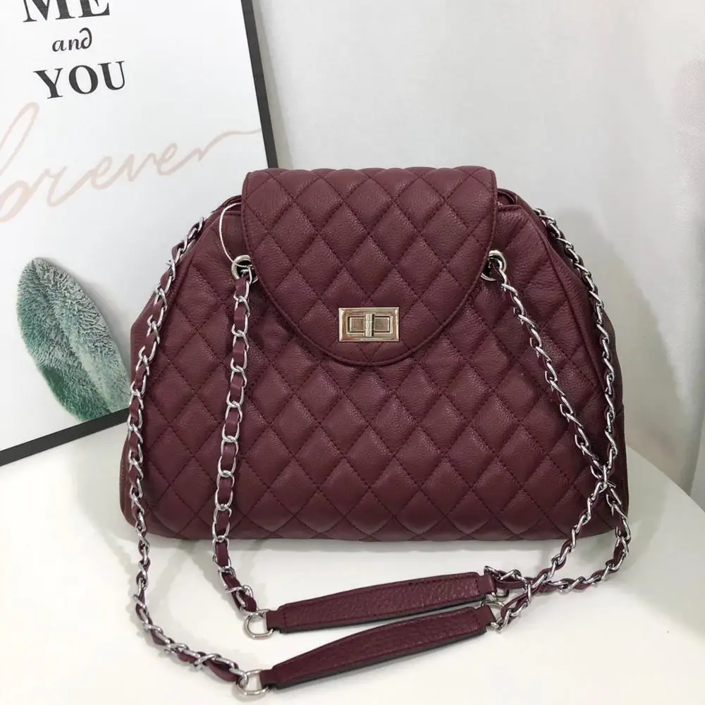 

free shipping 2020 the new style fashion cover plaid genuine cow leather women one shoulder bag crossbody bag 33cm 5color