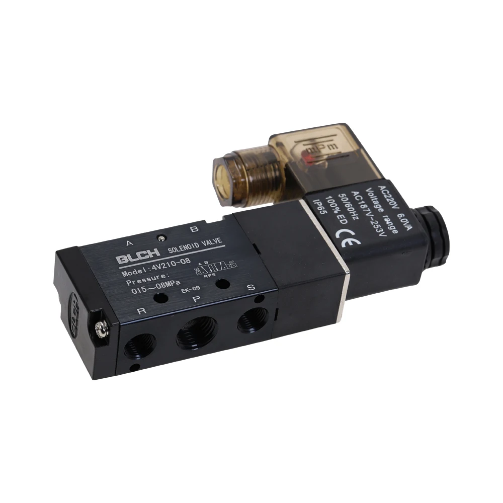 4V210-08 Пневматический Соленоидный клапан 1/4 'ɵ способов 2 положения DC12V DC24V AC110V