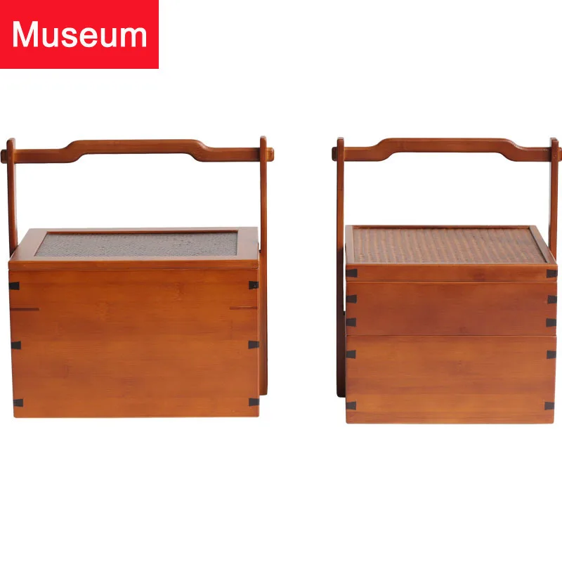 Bamboo Pail Chinese Style Tea Cabinet Accept Can Carry The Gift Box Monolayer Nothing Cover Send Gifts Hotel Picnic Basket You | Дом и сад