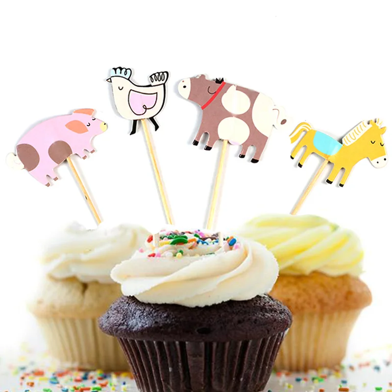 48 шт./лот милый котенок кролики пара Спортивная Тема мультфильм капкейк