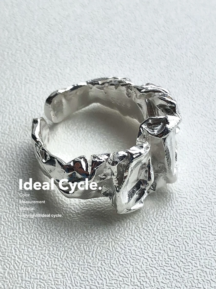

IdealCycle 925 Sterling silver Designer Super-Heavy Texture Ring Can Adjust Hip-Hop Trend For Men Women Personality Fashion