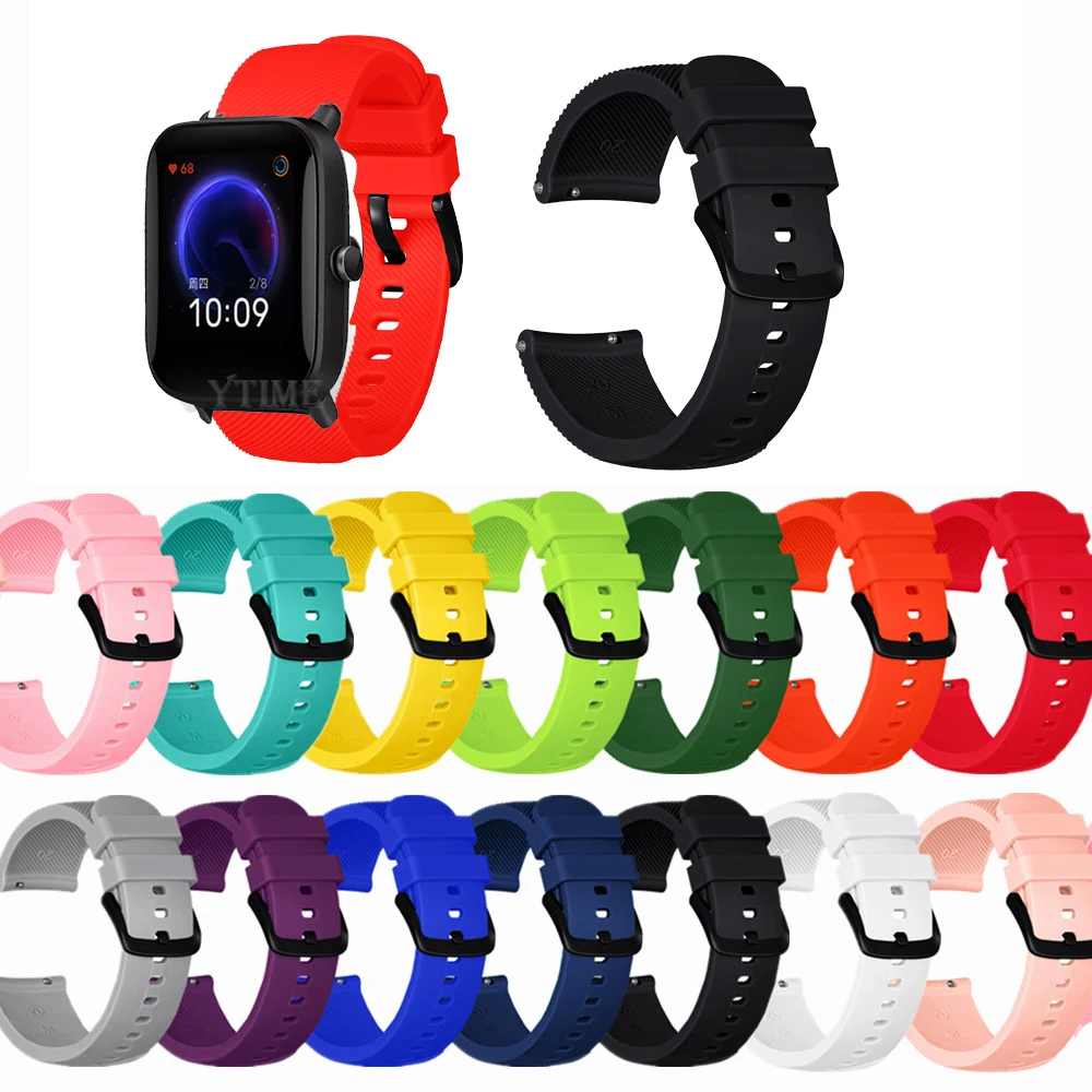 

Ремешок силиконовый для Xiaomi Huami Amazfit Bip BIT Lite Youth 1S, браслет для наручных смарт-часов 20 мм, Amazfit Bip U Pro