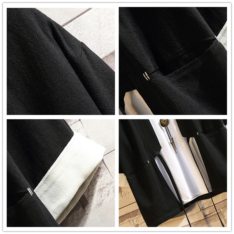 

Men's Cotton Kimono Loose Cardigan Solid Color Outerwear Vintage Chinese Style Male Jacket Fashion Casual Overcoats