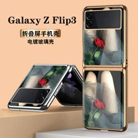 for samsung galaxy zflip3 case for f7110 case plated glass