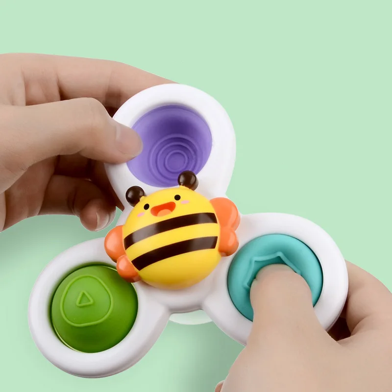 1PC Spinning Top Bath Toys for Children Cartoon Flower Fidget Gyro Spinner Kids Develop Educational Baby Rattle Toy for Kids images - 6