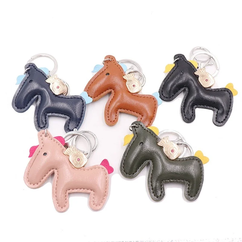 

2021 New PU Leather Lucky Bag Pony Leather Keychain Lucky Horseback Money Bag Immediately Rich Pendant Keychain Wholesale