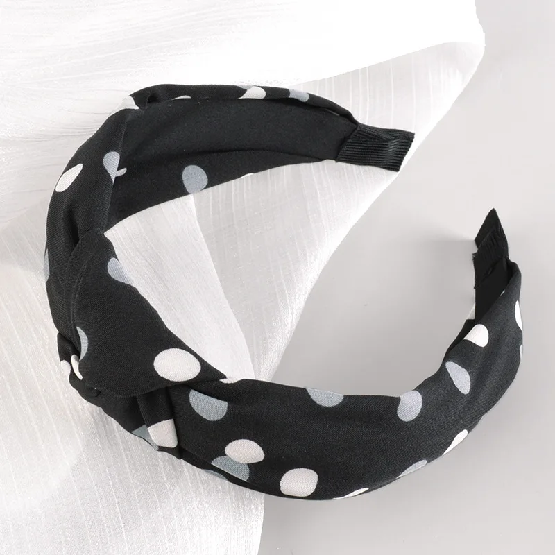 

Korean new fashion simple hair accessories fabric cross knot wave point wide edge Hair Band sports wash face pressure hair band
