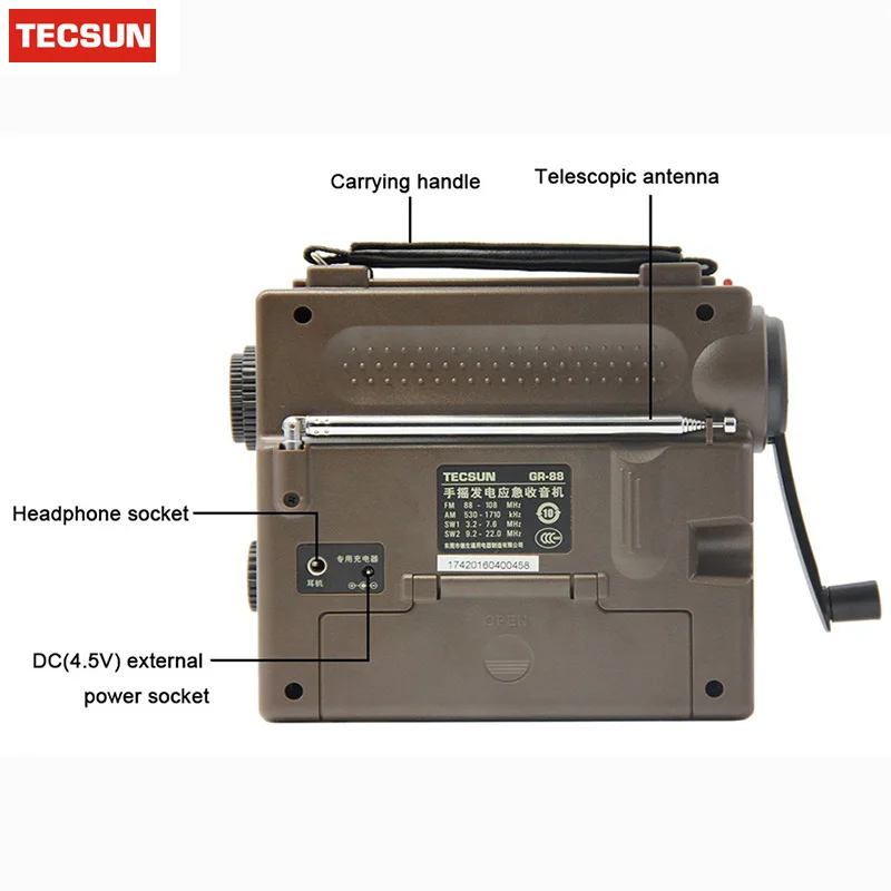 Оригинальный цифровой радиоприемник TECSUN аварийный светильник Динамо со